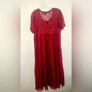 Nostalgia Vintage Burgundy Lace Dress - SZ. S